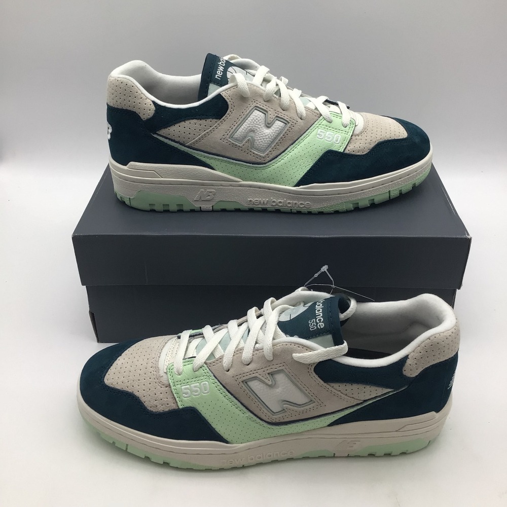 New Balance 550 Mens Green Grey Retro Basketball Sneakers BB550FLV Size 11.5 NEW
